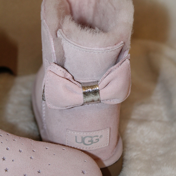 UGG STARGIRL MINI BOW SPARKLE BOOTS NEW! PINK YOUTH 4 5 WOMEN'S 6 7 - Picture 3 of 7